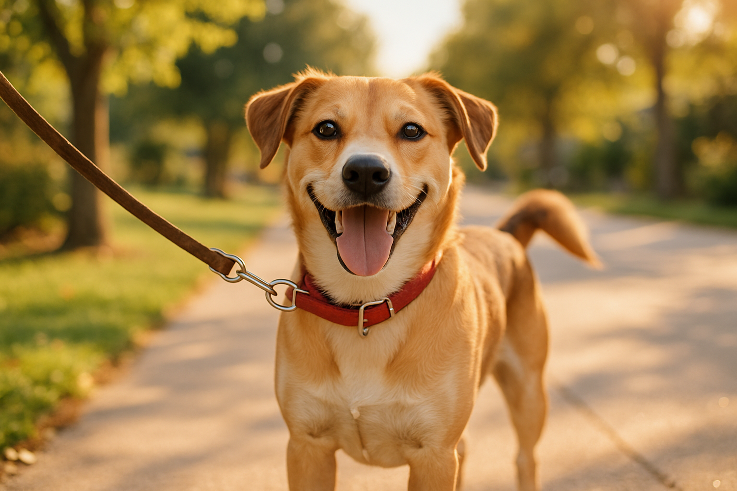 chien avec sa laisse